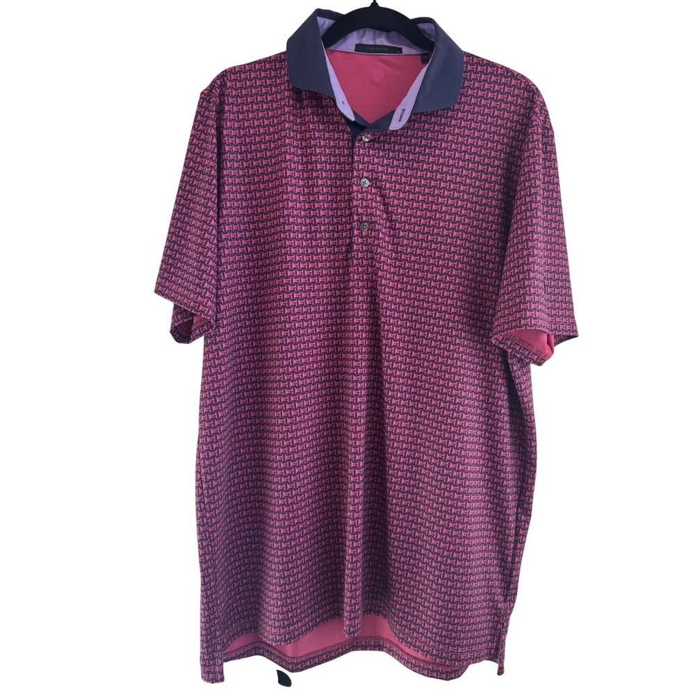 GREYSON Mens Polo Shirt size Large All Over Pattern Short Sleeve Golf‎ Casual